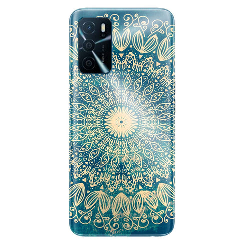 Coque Oppo A16 Blue organic boho mandala