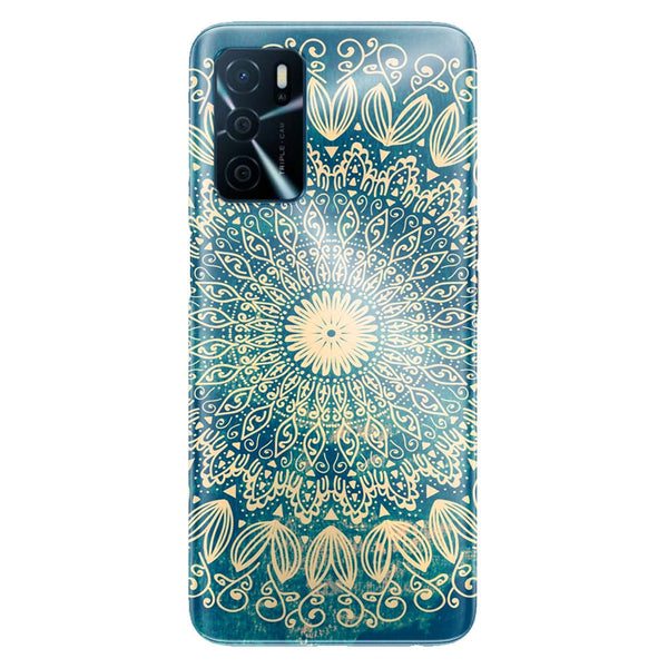 Coque Oppo A16 Blue organic boho mandala
