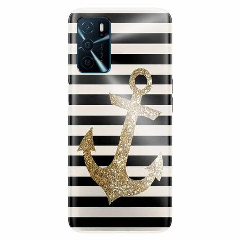 Coque Oppo A16 original Gold Glitter Anchor in black