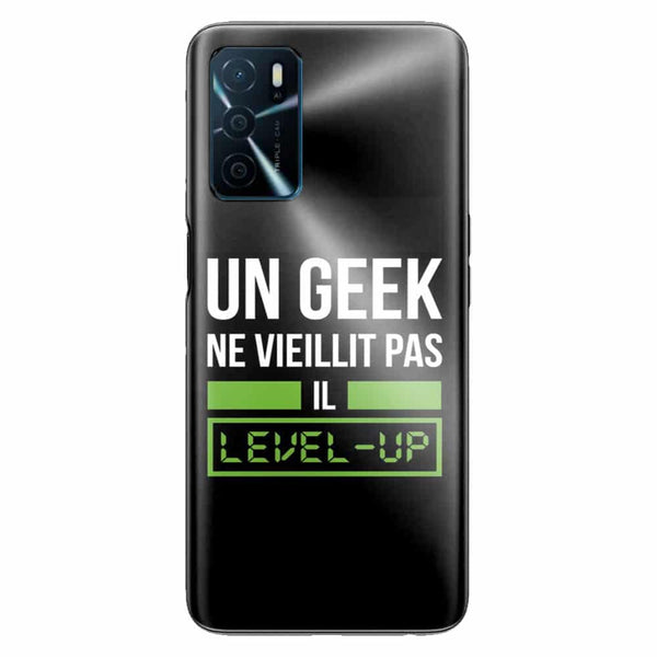 Coque Oppo A16 Un Geek Ne vieillit pas il Level Up