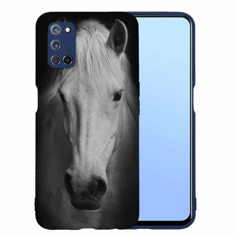 Coque Oppo A52, A72, A92 Tete de Cheval Noir et Blanc
