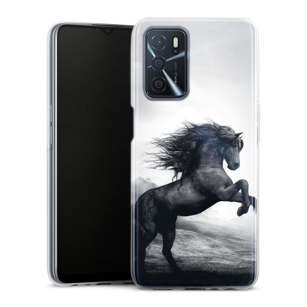 Coque Oppo Cheval Cabre Noir et Blanc dessin