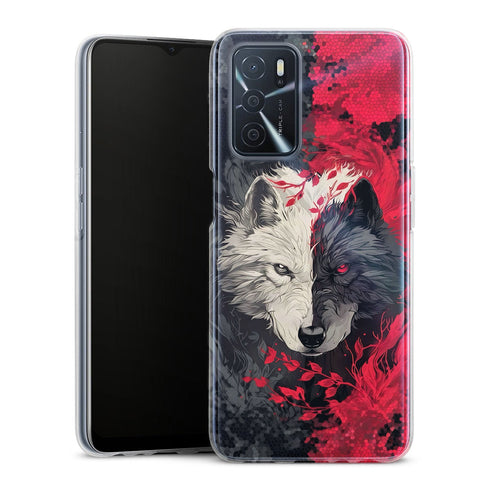 Coque Oppo Loup Noir et Blanc en Illustration