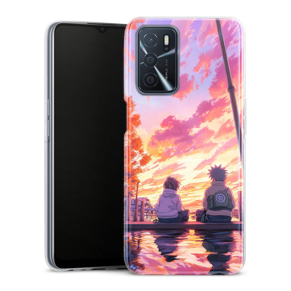 Coque Oppo Naruto et Sasuke enfant sous le coucher de soleil - MaCoquePerso