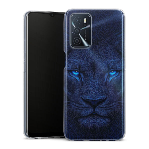 Coque Oppo Portrait de lion aux yeux bleus intenses