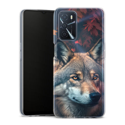 Coque Oppo Portrait de loup majestueux en foret d 'automne