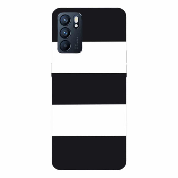 Coque pour Oppo Reno6 5G Bandes Mariniere Noires Blanches