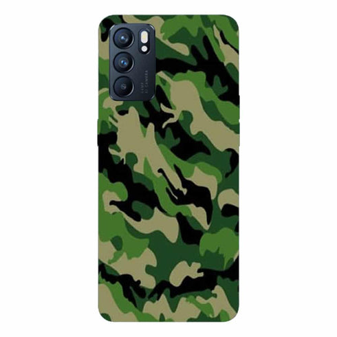 Coque de telephone Oppo Reno6 5G Camouflage Militaire Vert
