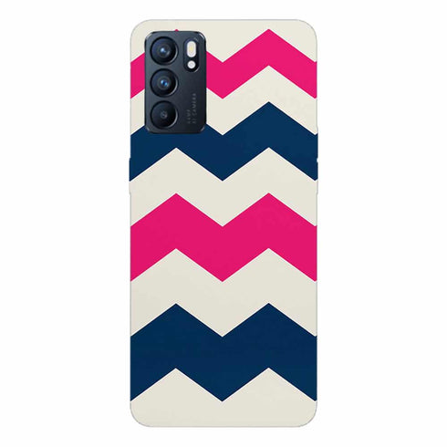 Coque pour Oppo Reno6 5G Chevrons Colorés Rose et Noir