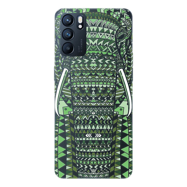 Coque Oppo Reno6 5G Elephant Vert Azteque
