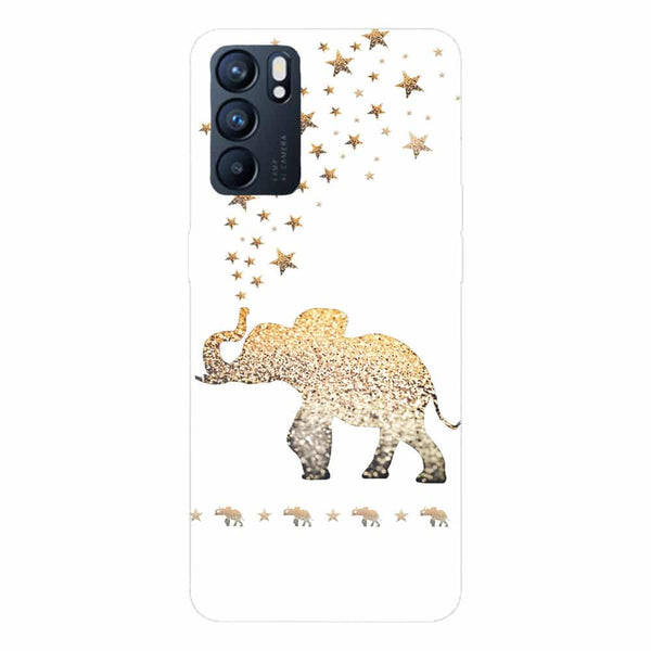 Coque Oppo Reno6 5G Gatsby gold glitter elephant