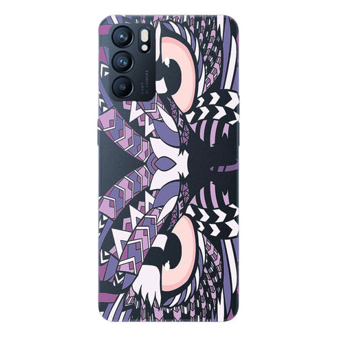 Coque Oppo Reno6 5G Hibou violet Azteque