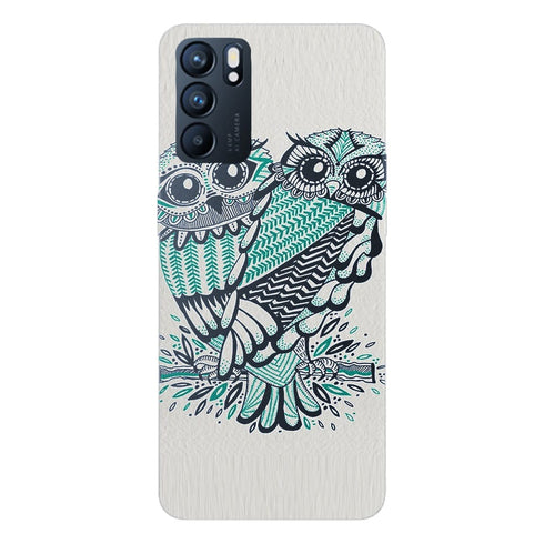 Coque Oppo Reno6 5G Hiboux Turquoises