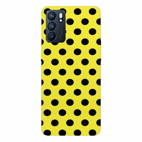 Coque pour Oppo Reno6 5G Jaune à Pois Noirs