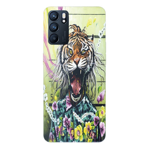 Coque Oppo Reno6 5G Tiger Flowers