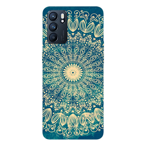 Coque pour Oppo Reno6 5G Blue organic boho mandala