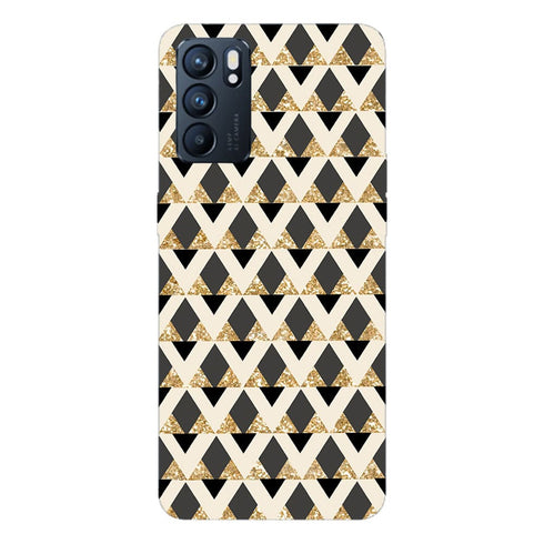 Coque pour Oppo Reno6 5G Glitter triangles in gold black and nude