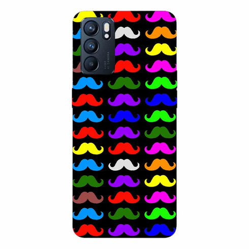 Coque Oppo Reno6 5G Moustaches Multicouleurs