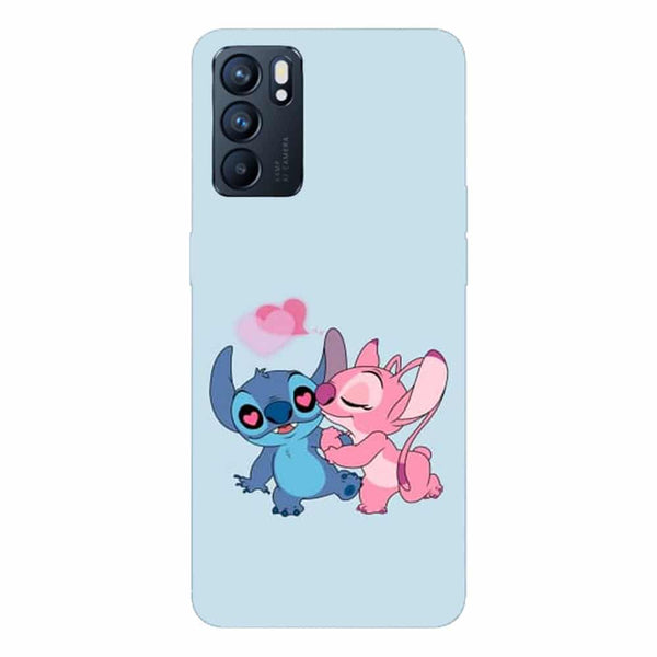 Coque Oppo Reno6 5G Stitch angel love heart pink