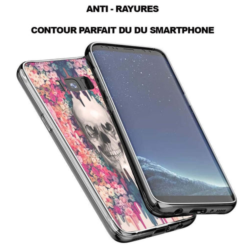 Coque Plexi pour S8 Skull Fleurs