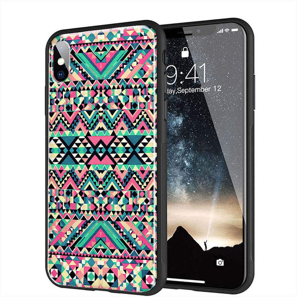 iPhone XR, X, XS, 11 - Coque avec motif Azteque Turquoise - Plexiglass