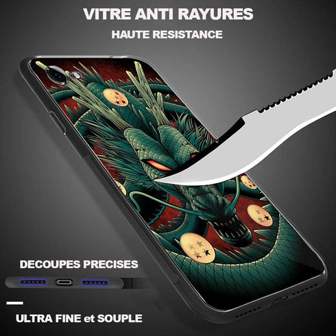 Coque anti rayures Dragon Shenron pour iPhone X, XR, XS, 11 motif Manga
