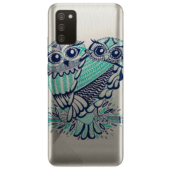 Coque Samsung Galaxy A02S Hiboux Turquoises - Style petit duc