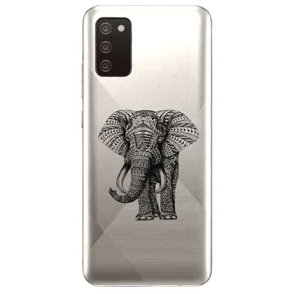 Coque Samsung Galaxy A02S elephant dessin noir et blanc