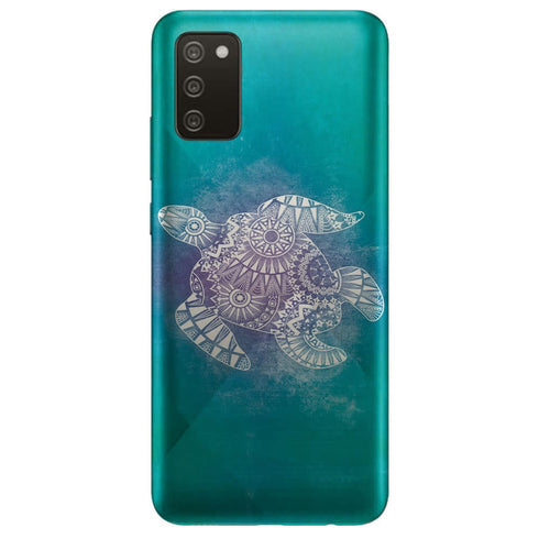 Coque Samsung Galaxy A02S Tortue Mandala bleu