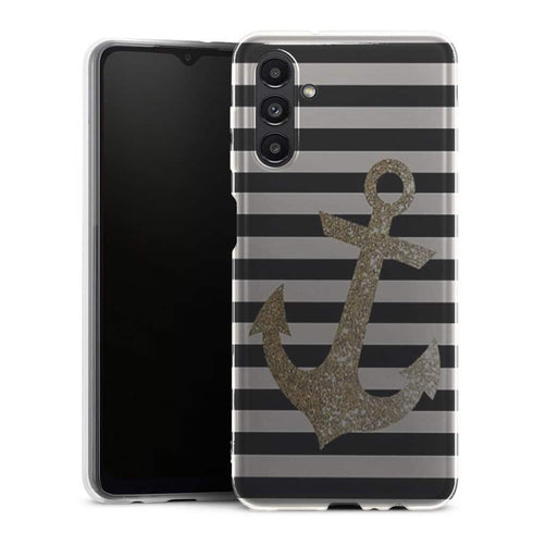 Coque Samsung Galaxy A13 5G original Gold Glitter Anchor in black - MaCoquePerso