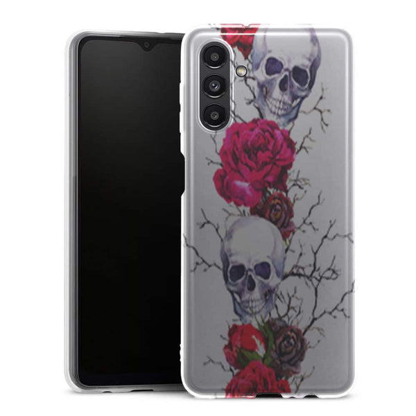 Coque Samsung A13 5G solide Human Roses Skull - Housse tel portable Silicone innovant haute technologie premium - Aesthetic