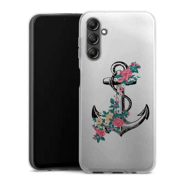 Coque Samsung Galaxy A14 5G ancre florale rose