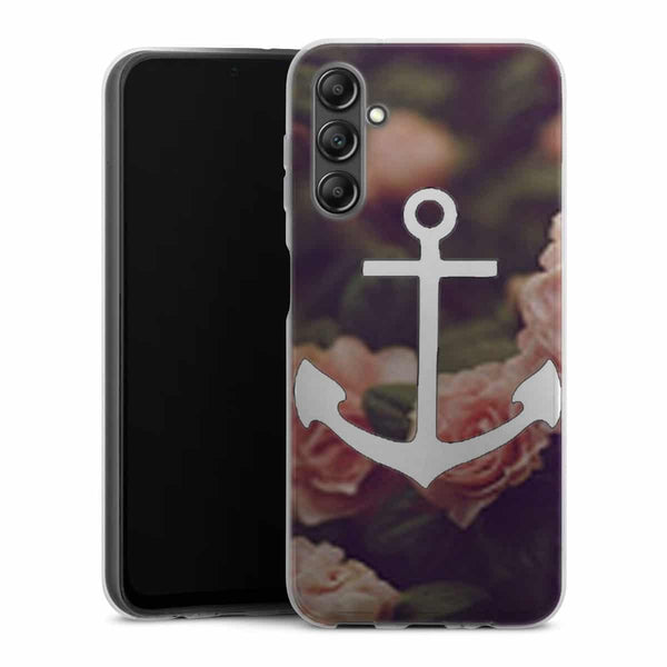 Coque Samsung Galaxy A14 5G ancre florale fond de roses