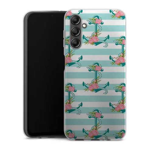 Coque Samsung Galaxy A14 5G ancres et fleurs
