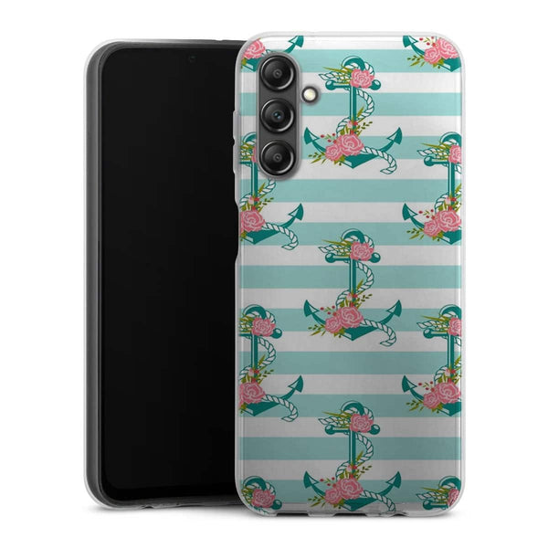 Coque Samsung Galaxy A14 5G ancres et fleurs
