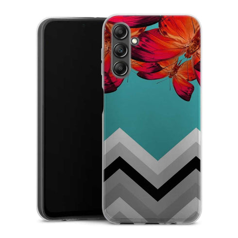 Coque pour Samsung A14 5G Papillon Aurore et Chevrons