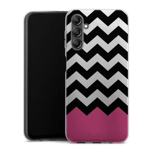 Coque pour Samsung A14 5G Chevrons Colorés Rose et Noir