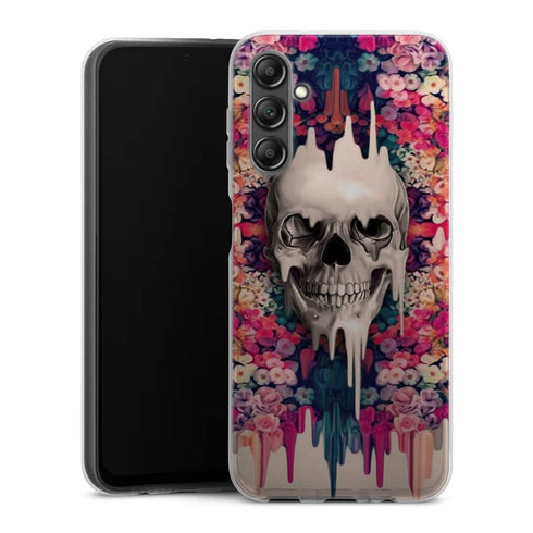 Coque Samsung A14 5G Crâne et Fleurs
