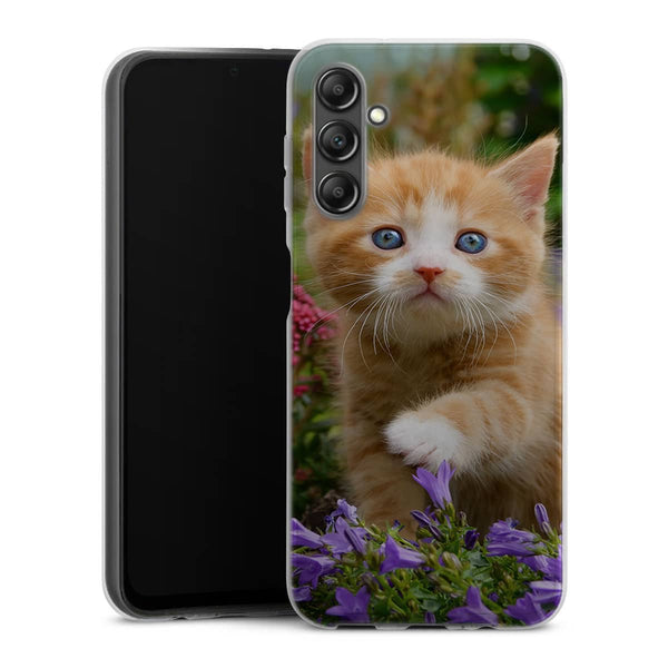 Coque Samsung Galaxy A14 5G Flowery Garden Lovely and enchanting cat