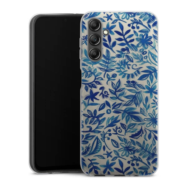 Coque Samsung Galaxy A14 5G Jardin flottant motif aquarelle en bleu