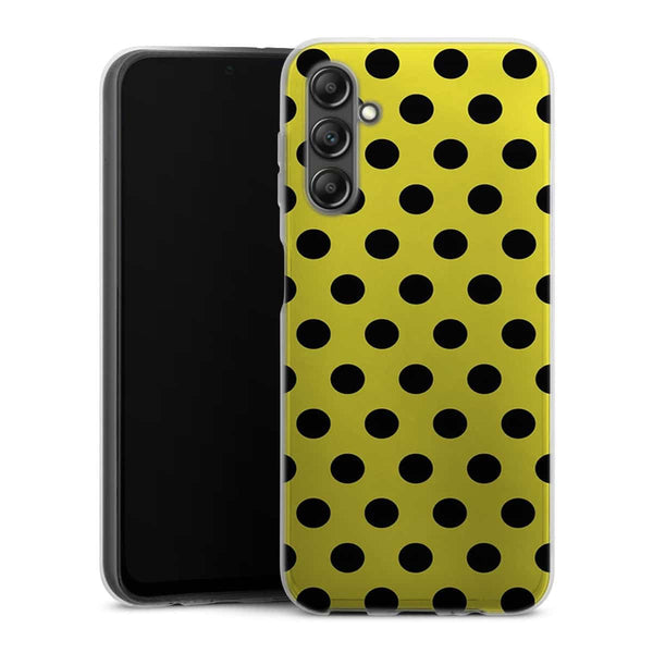 Coque pour Samsung A14 5G Jaune à Pois Noirs