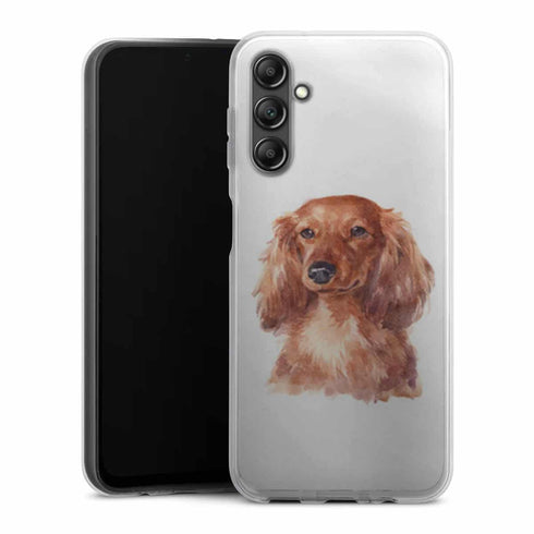 Coque Samsung Galaxy A14 5G Mon Teckel en Portrait