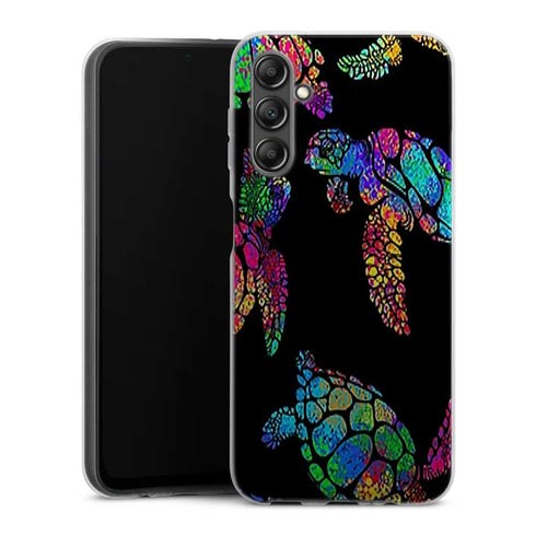 Coque Samsung Galaxy A14 5G Tortue de mer avec des fleurs