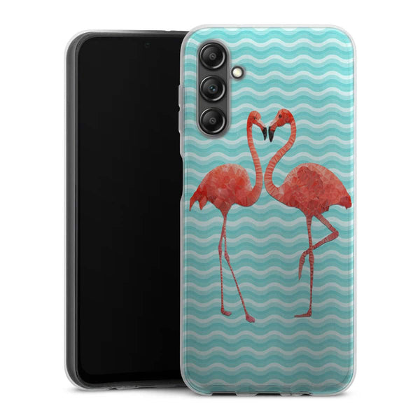Coque pour Samsung A14 5G Flamingo love