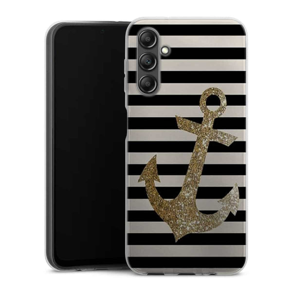 Coque Samsung Galaxy A14 5G original Gold Glitter Anchor in black