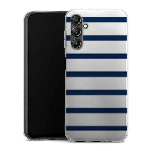 Coque pour Samsung A14 5G Bandes Mariniere Noires Blanches