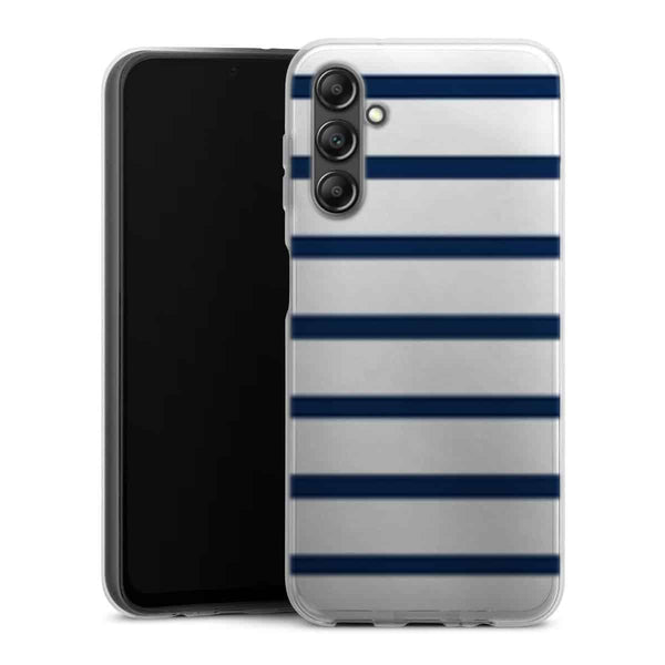 Coque pour Samsung A14 5G Bandes Mariniere Noires Blanches