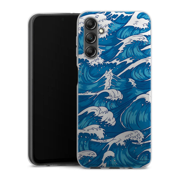 Coque Samsung Galaxy A14 5G Storm Waves Seamless Pattern Ocean