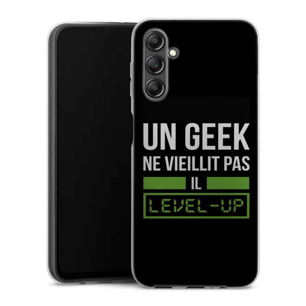 Coque Samsung A14 5G Un Geek Ne vieillit pas il Level Up