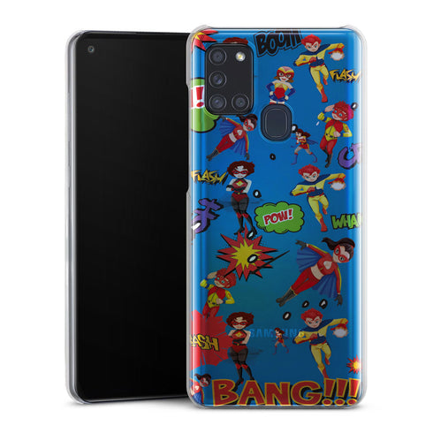 coque samsung A21S Super Heros Bleu